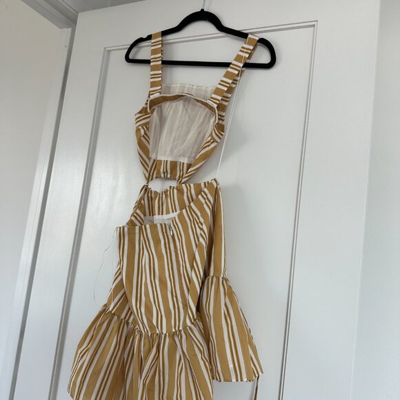 Significant Other Eadie Cut-out Mini Dress Sz 4 In Yellow Striped Ruffle Skirt - Picture 7 of 8